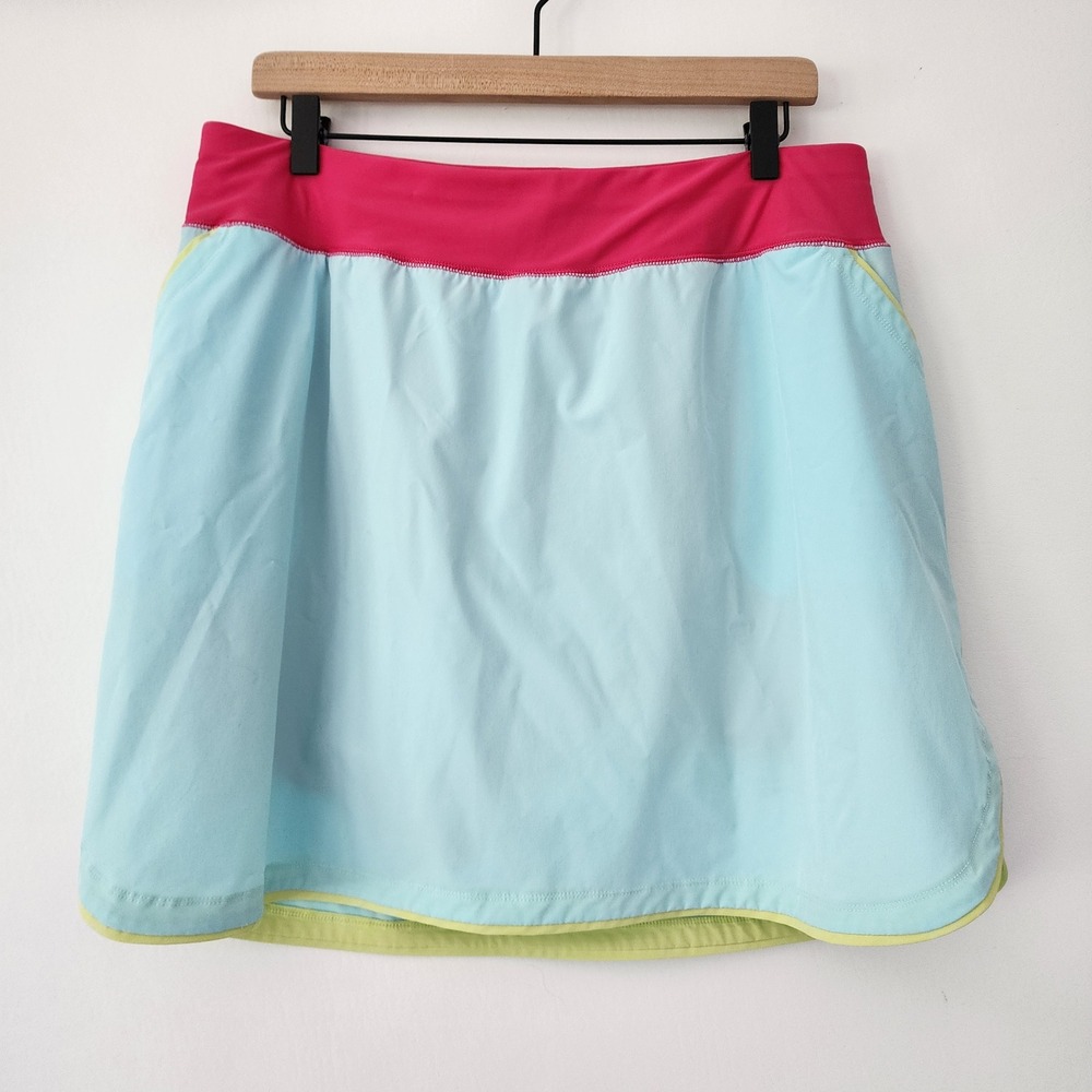 Lands' End blue pink athletic skort shorts skirt womens size 16W